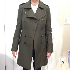 Olive green double breasted fall/winter coat- NWOT